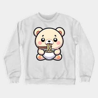 Cute White Bear Eating Ramen Kawaii Crewneck Sweatshirt